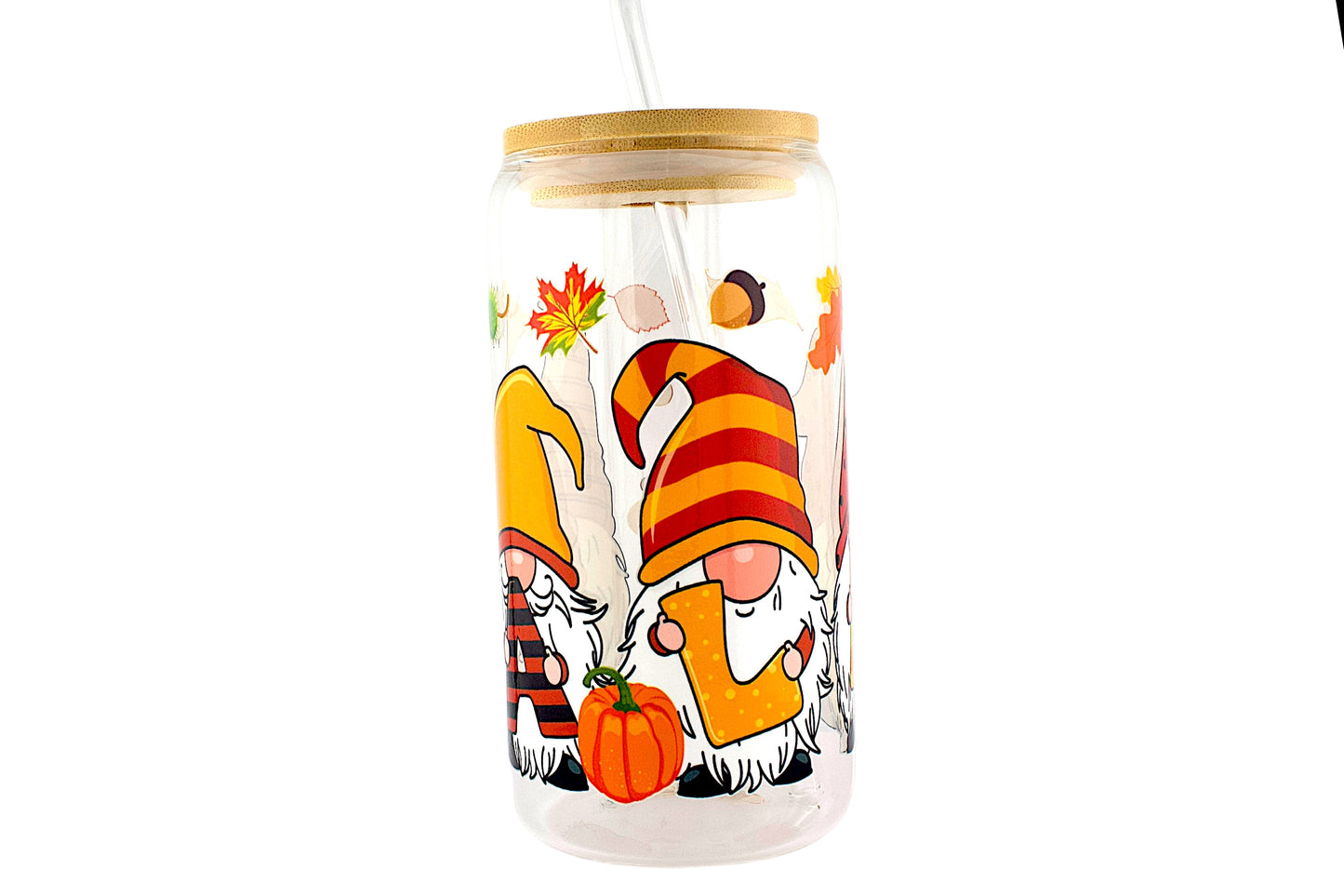 Fall Theme 16oz Tumbler W/ Straw