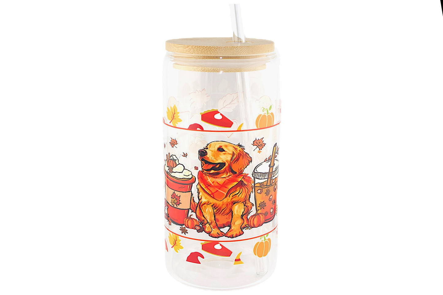 Fall Theme 16oz Tumbler W/ Straw