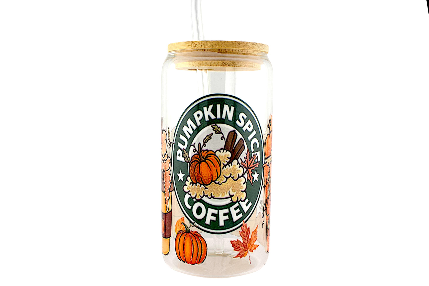 Fall Theme 16oz Tumbler W/ Straw