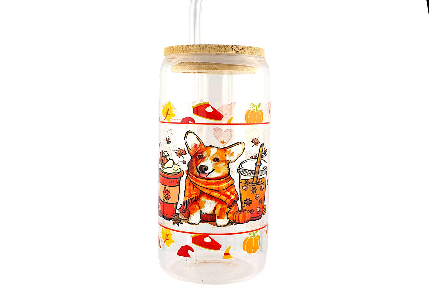 Fall Theme 16oz Tumbler W/ Straw