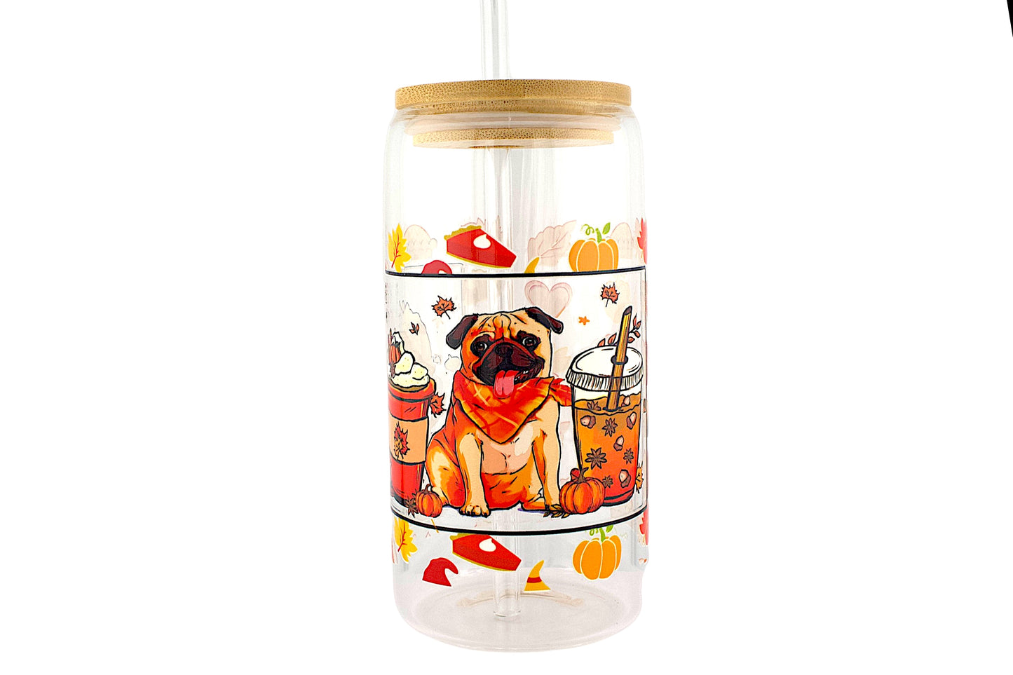 Fall Theme 16oz Tumbler W/ Straw