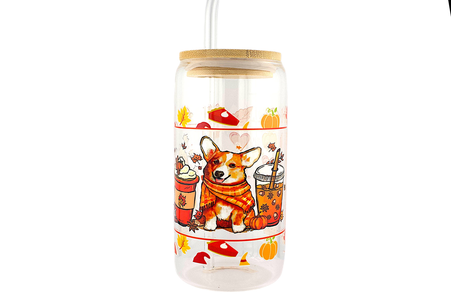 Fall Theme 16oz Tumbler W/ Straw