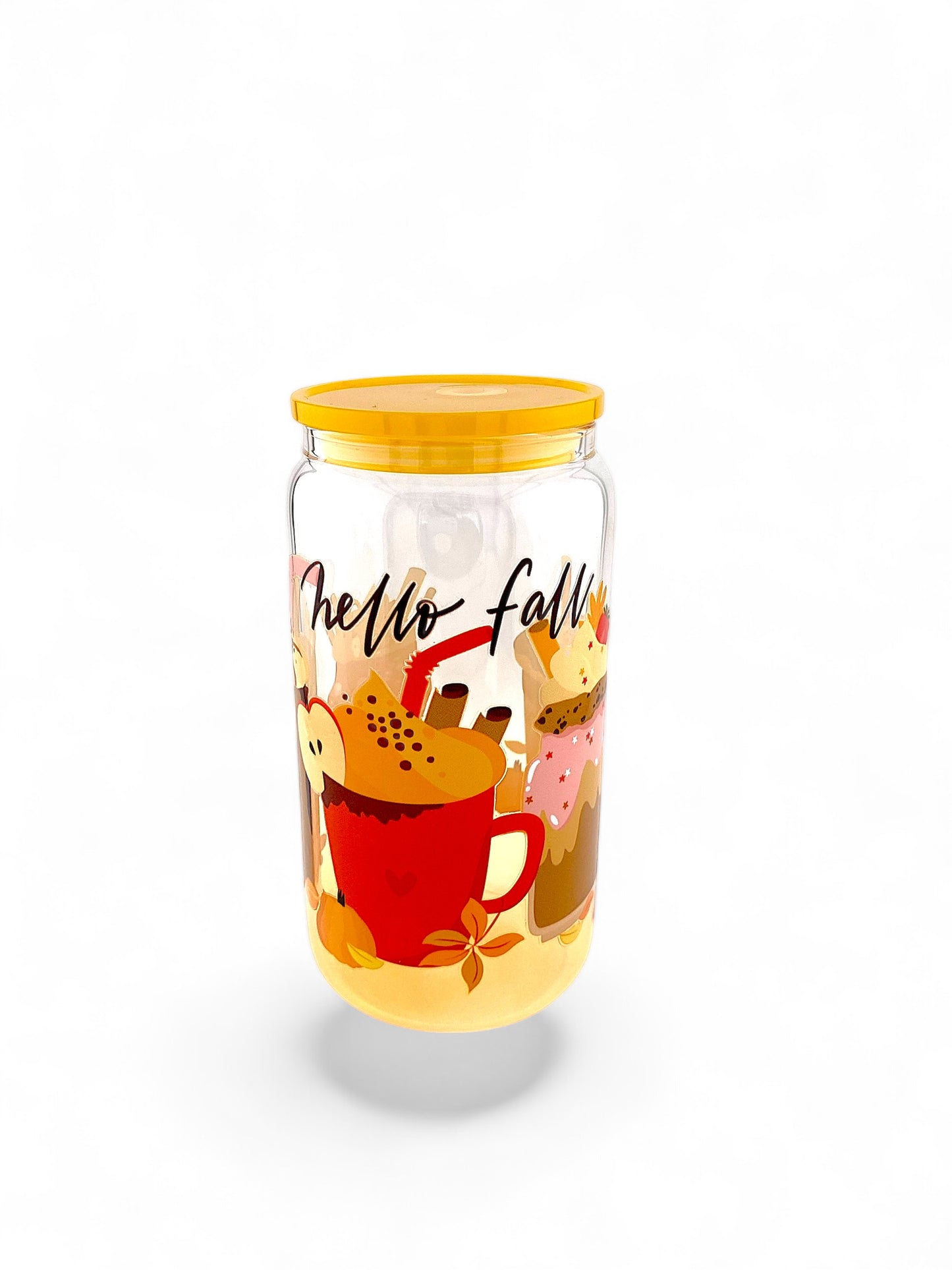 Fall Theme 16oz Tumbler W/ Straw