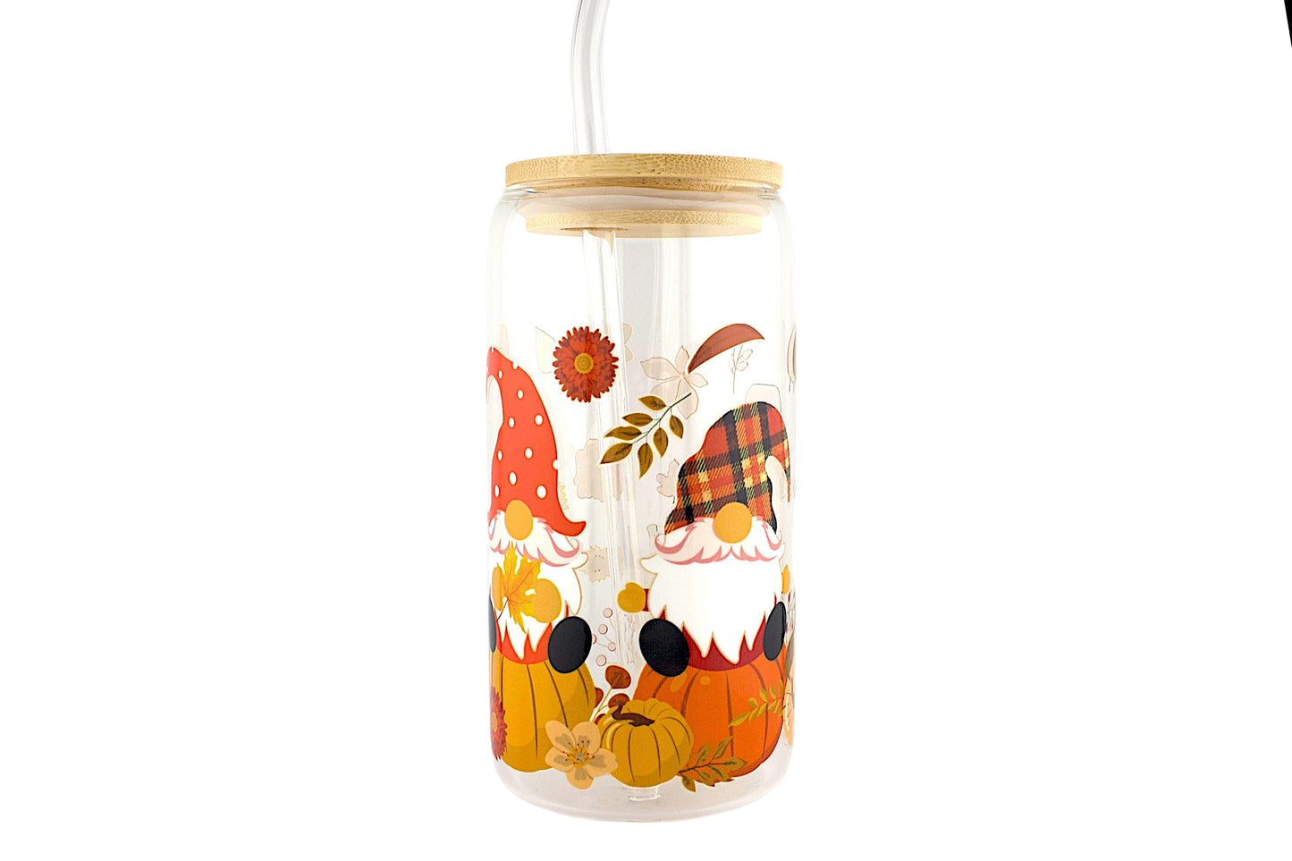 Fall Theme 16oz Tumbler W/ Straw