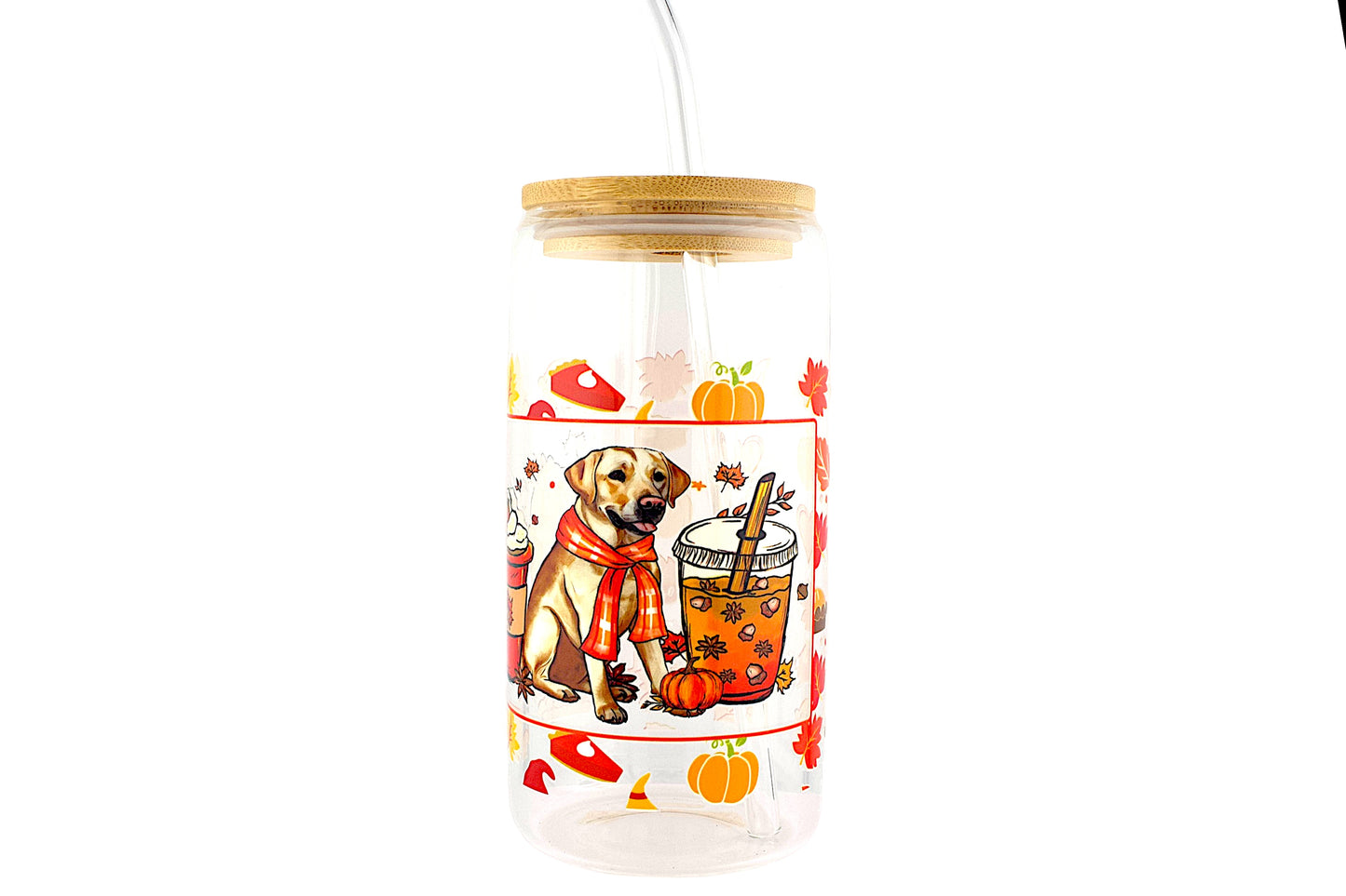 Fall Theme 16oz Tumbler W/ Straw