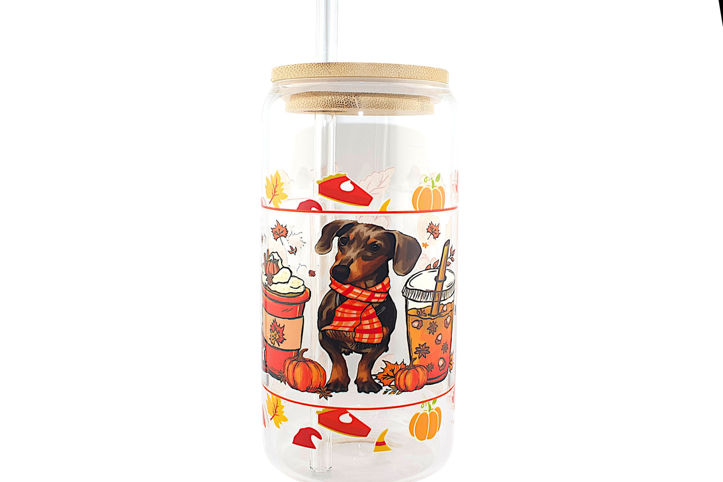 Fall Theme 16oz Tumbler W/ Straw