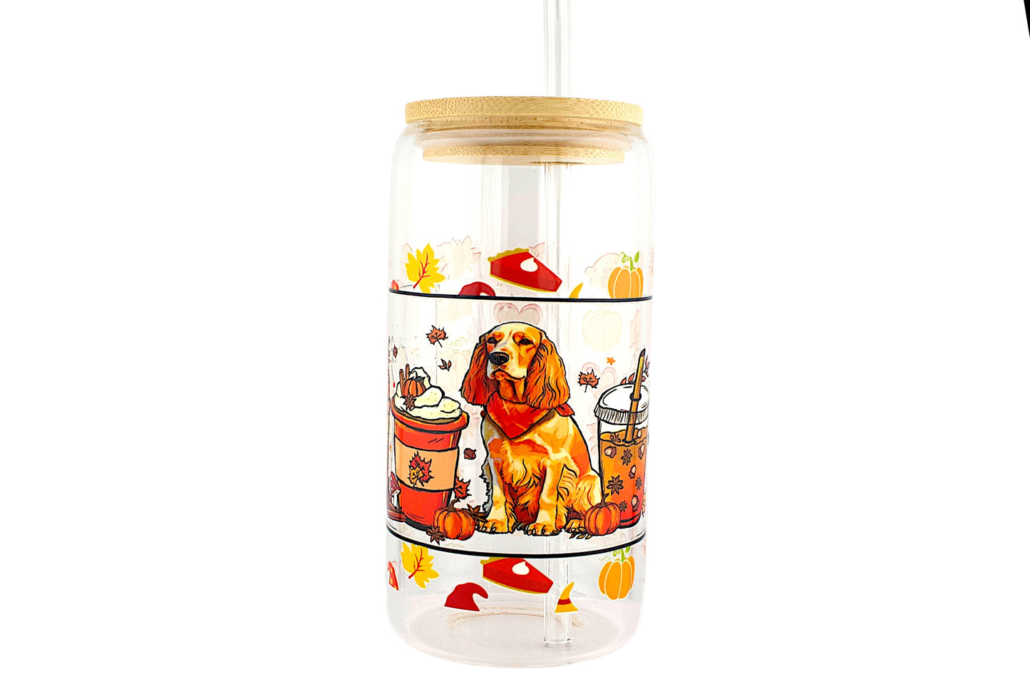 Fall Theme 16oz Tumbler W/ Straw