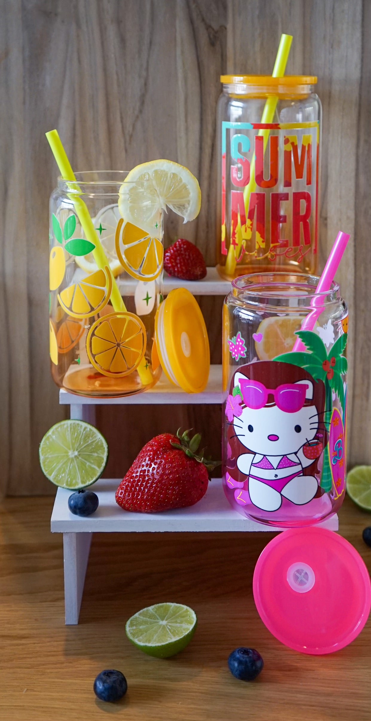 Summer Vibes Premium Glass Tumblers 16 oz