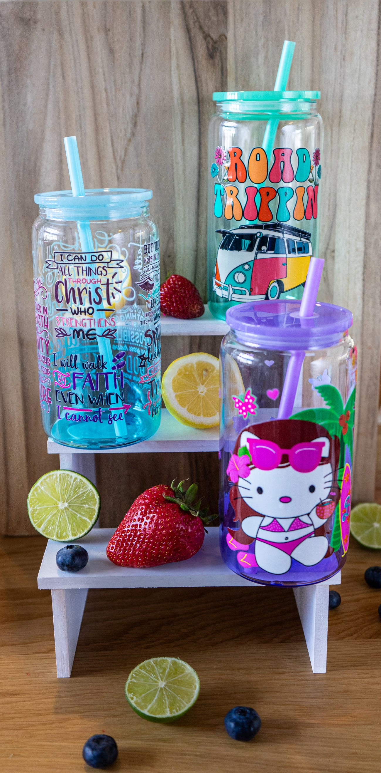 Summer Vibes Premium Glass Tumblers 16 oz