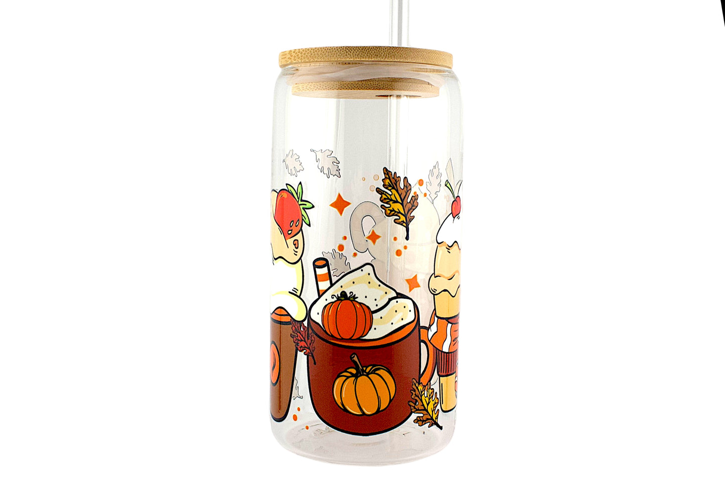 Fall Theme 16oz Tumbler W/ Straw