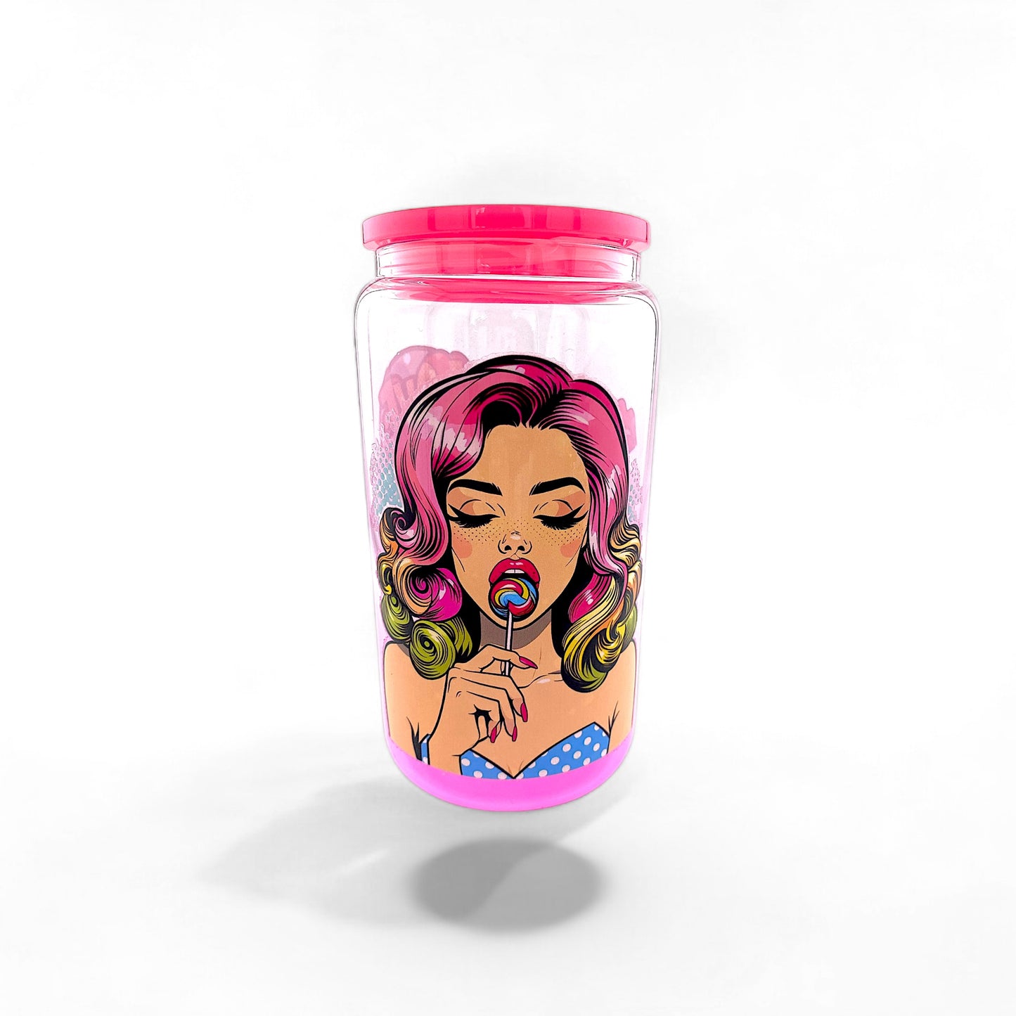 Pin-Up Girl 16oz Glass Tumbler w/ Straw