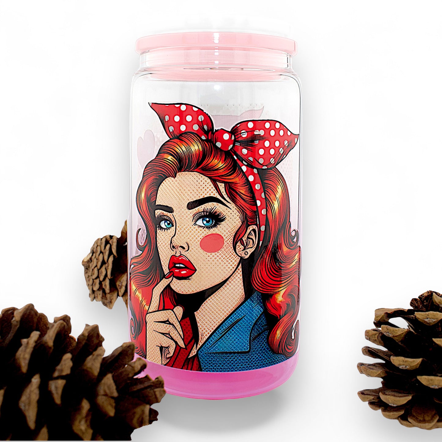 Pin-Up Girl 16oz Glass Tumbler w/ Straw