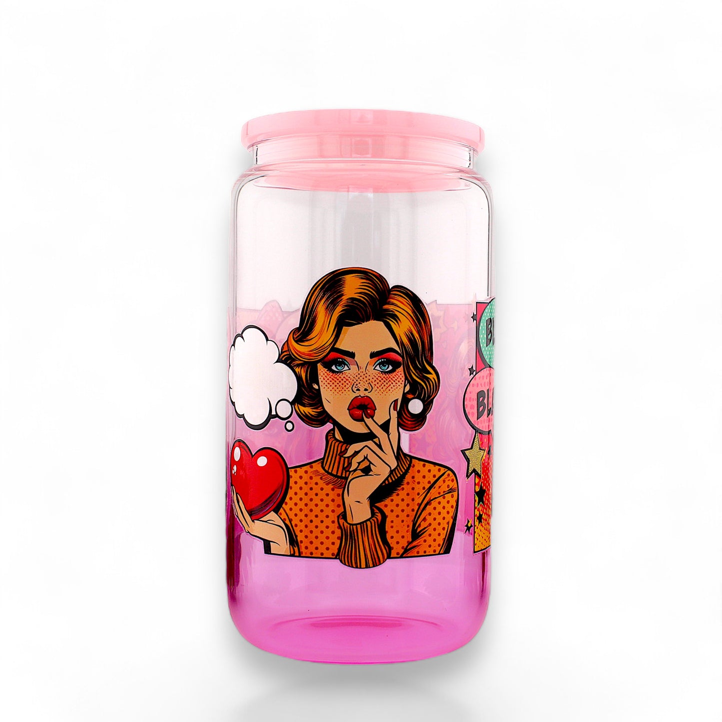 Pin-Up Girl 16oz Glass Tumbler w/ Straw